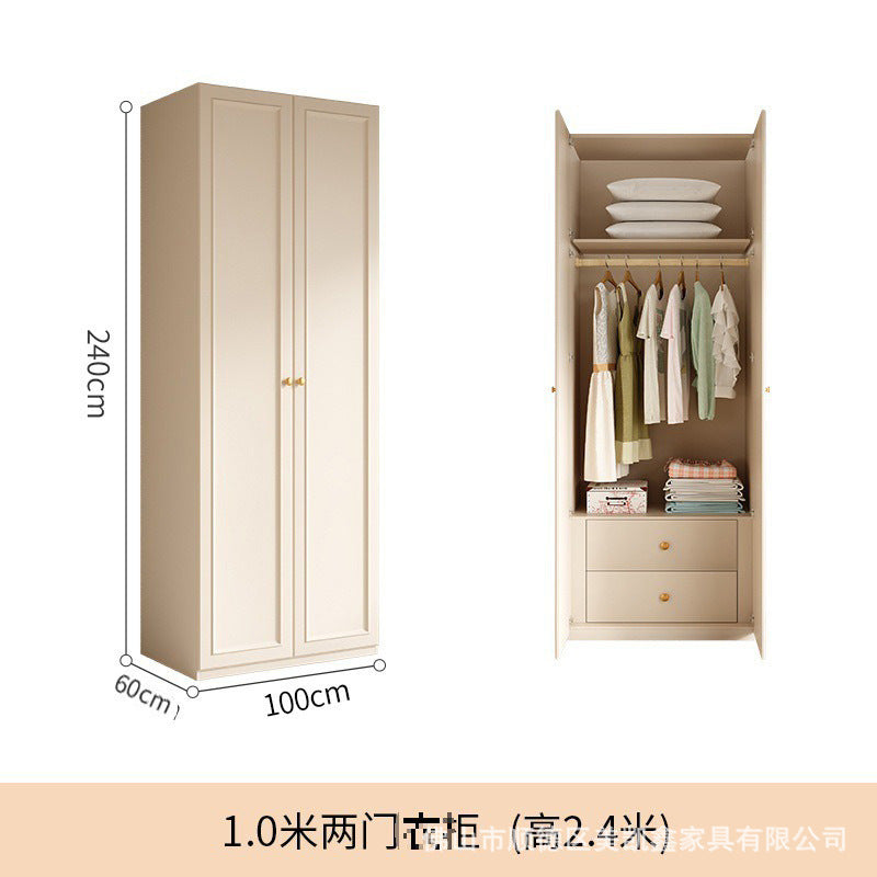 French Cream Style Wardrobe Small Apartment Home Cabinet Modern Simple Bedroom Full-Height Storage Cabinet Light Luxury Large Wardrobe