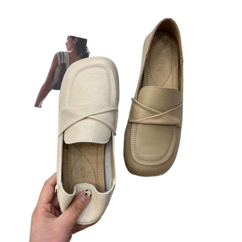 Women's Retro Loafers2025New Spring Soft Sole Soft Leather Non-Slip Maternity Slip-On Granny Shoes