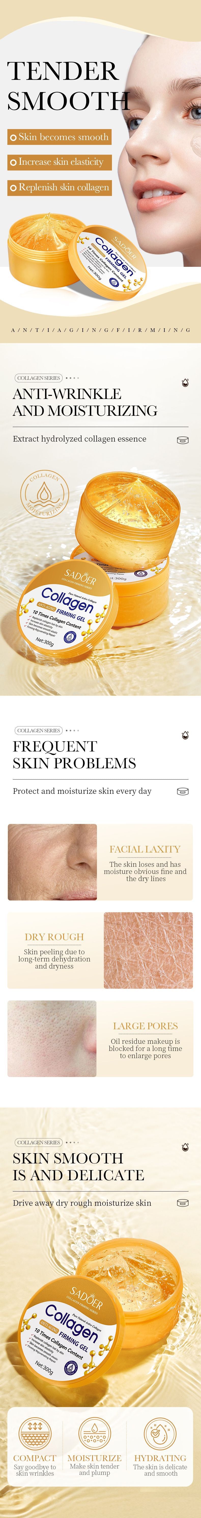 Collagen Gel300g SADOER Hydrating Moisturizing Refreshing Gel  Wholesale