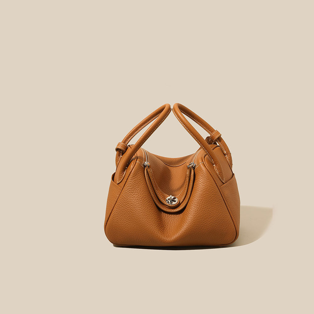 Doctor Genuine Leather Women's Bag2024Handheld Top Layer Cowhide Lychee Pattern Lindy Bag Single Shoulder Handbag Medicine Box Trendy