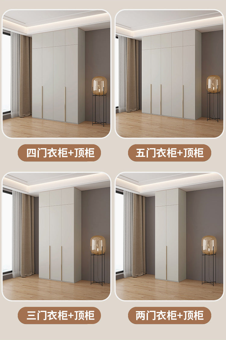Cream Style Solid Wood Wardrobe Modern Simple Bedroom Storage Cabinet One Door to Ceiling Economical Small Apartment Home Large Wardrobe