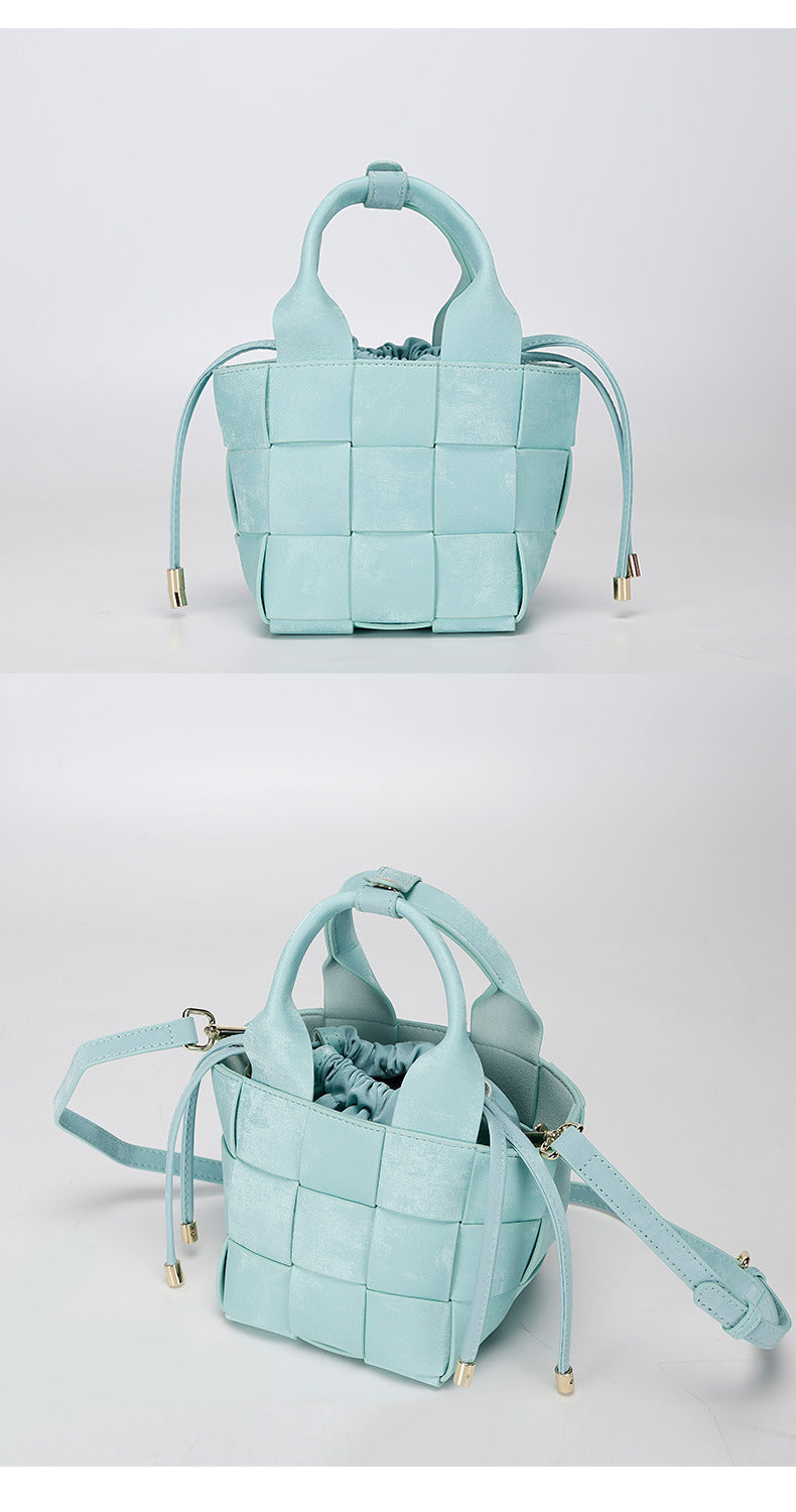 New Chinese Style Handmade Bucket Bag Woven Design Basket Handbag New Mini Crossbody Bag for Women
