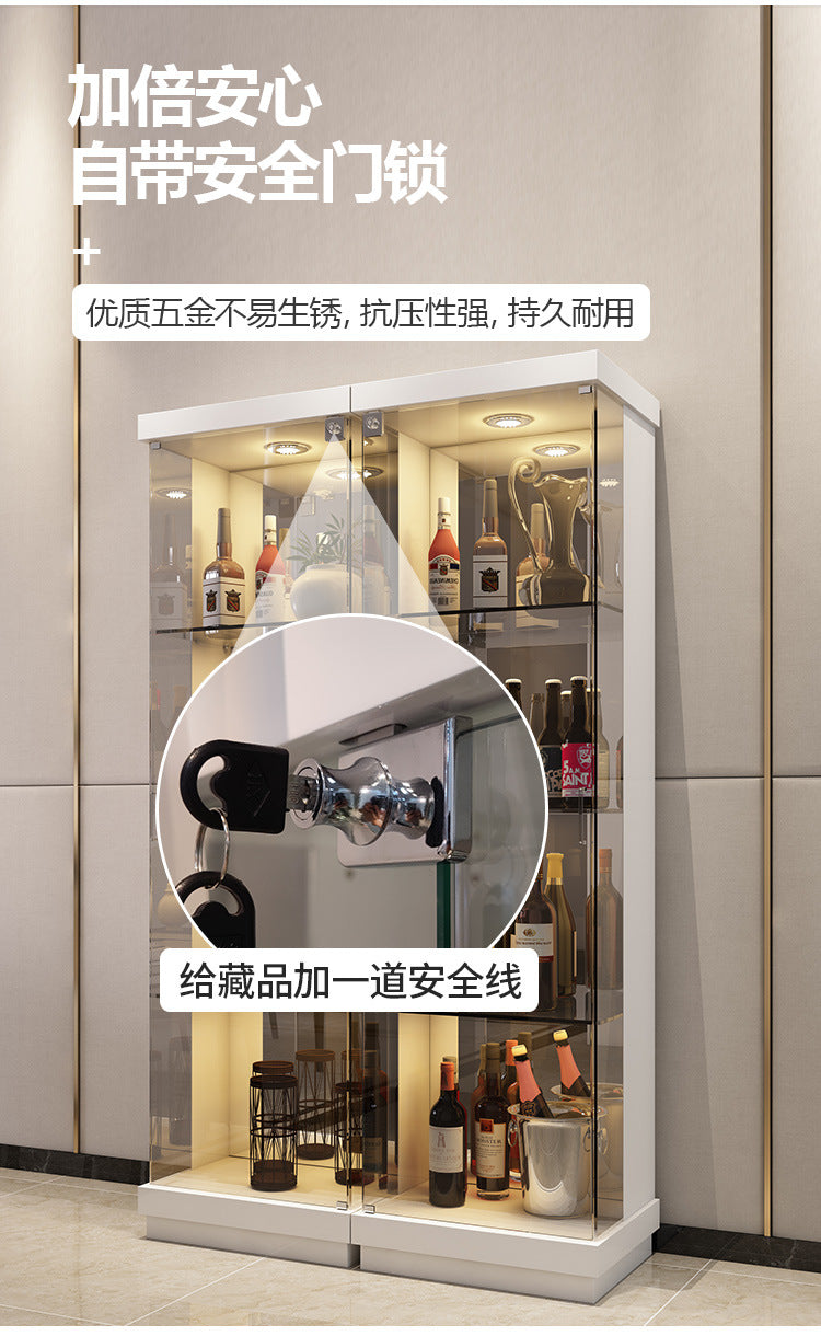 All-Glass Wine Cabinet Living Room Wall-Mounted Sideboard Modern Simple Light Luxury Small Red Wine Transparent Collection Figurine Display Cabinet