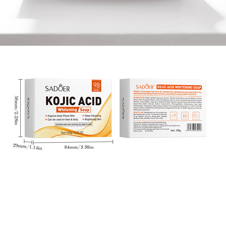 Full English Kojic Acid Whitening Soap100g SADOER Clean Bathing Facial Soap Handmade Soap  Wholesale