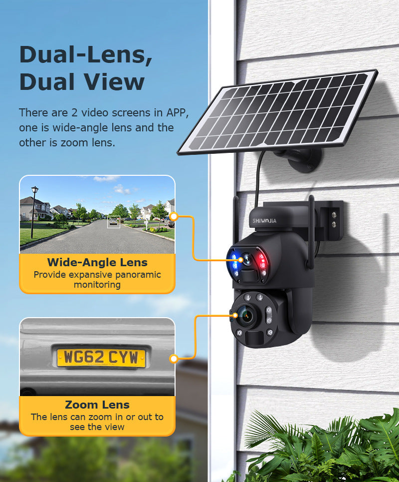 High Definition Bullet Camera36Optical Zoom Outdoor6MP Full Color Night Vision4G Wireless Solar Camera
