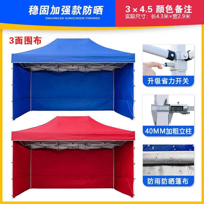 Four-corner Stall Tent Extra Thick Custom Advertising3x3Thickened Outdoor Commercial Exhibition Sunshade Folding Canopy