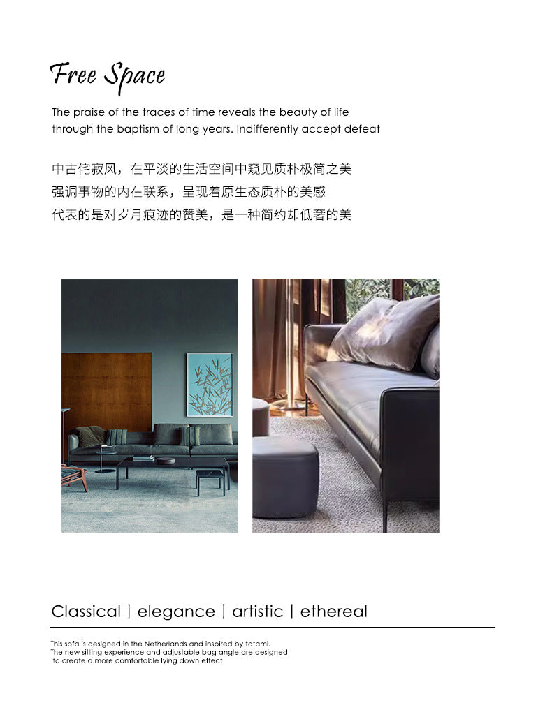 Italian Minimalist Genuine Leather Sofa Light Luxury Simple Modern Latex Nordic Down Living Room Combination Small Apartment Sofa Shipping and tax not included