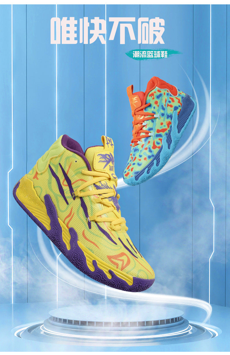 New Mid-Calf Professional Basketball Shoes Outdoor Practical Breathable Couple Shoes Thick Sole Non-Slip Unisex Shock Absorption Sports Shoes