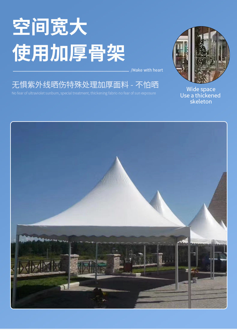 Outdoor Garden Aluminum Alloy Pointed Top Tent European Style Aluminum Pole Tent Car Show Wedding Exhibition Banquet Tent Four Corner Canopy