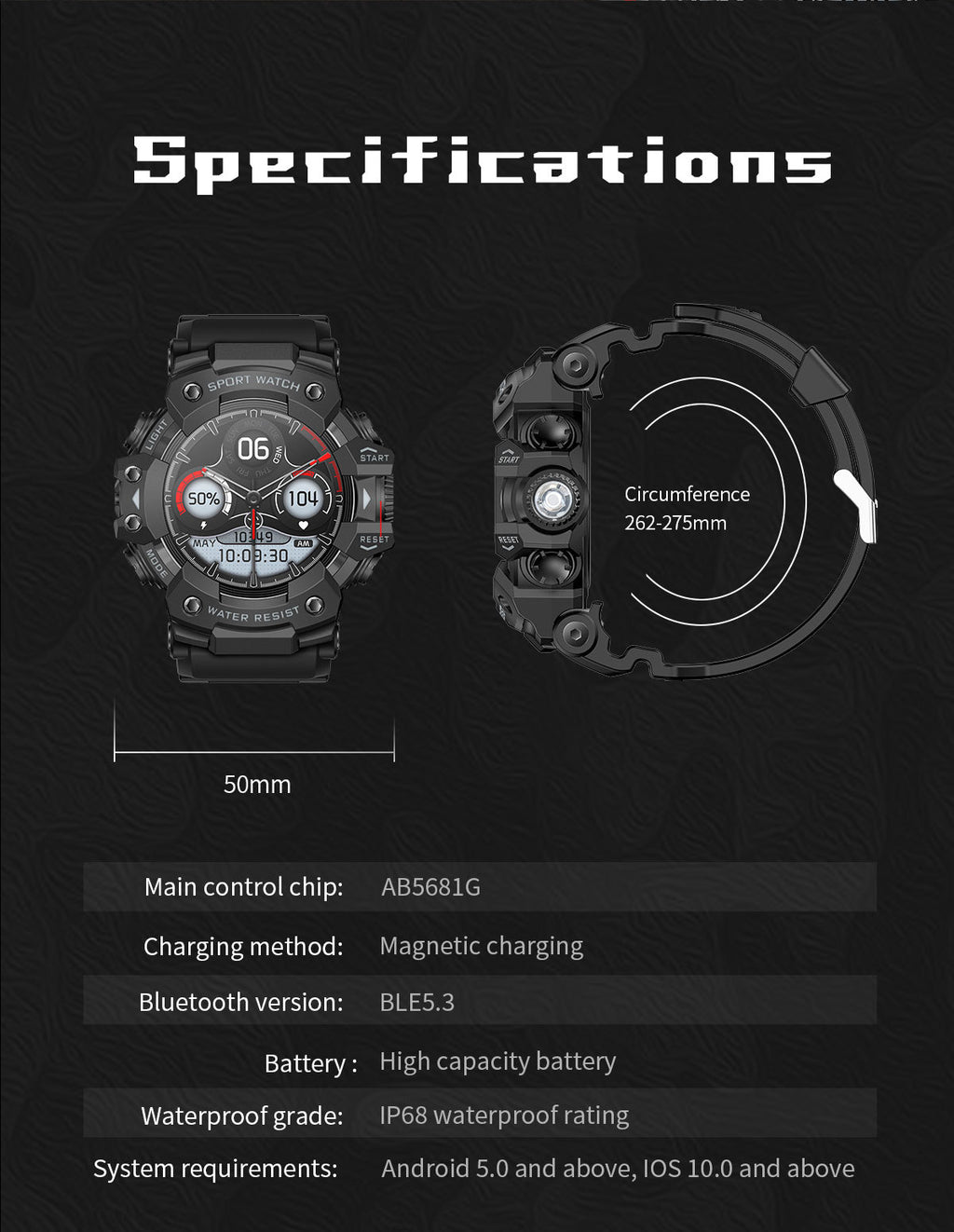 LC21Smart Watch Bluetooth Call True Heart Rate Step Sleep Compass Deep Waterproof Mechanical Style Sports
