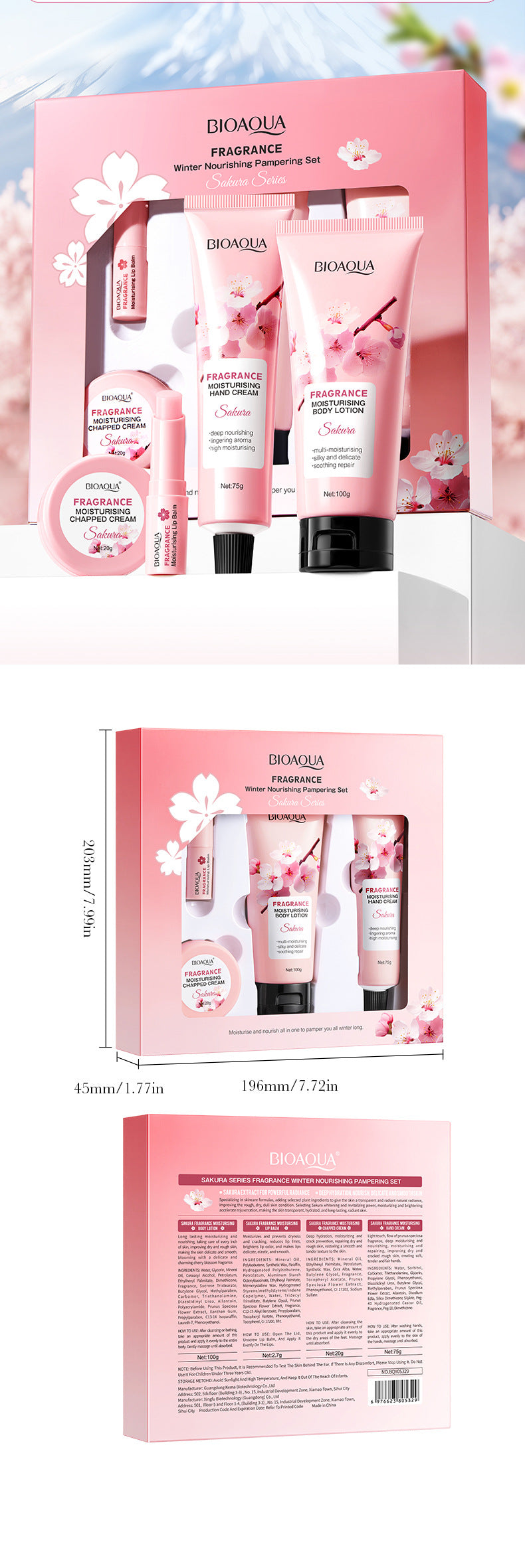 BIOAOUA Sakura Series Winter Moisturizing Luxurious Set Hydration Kit  Wholesale