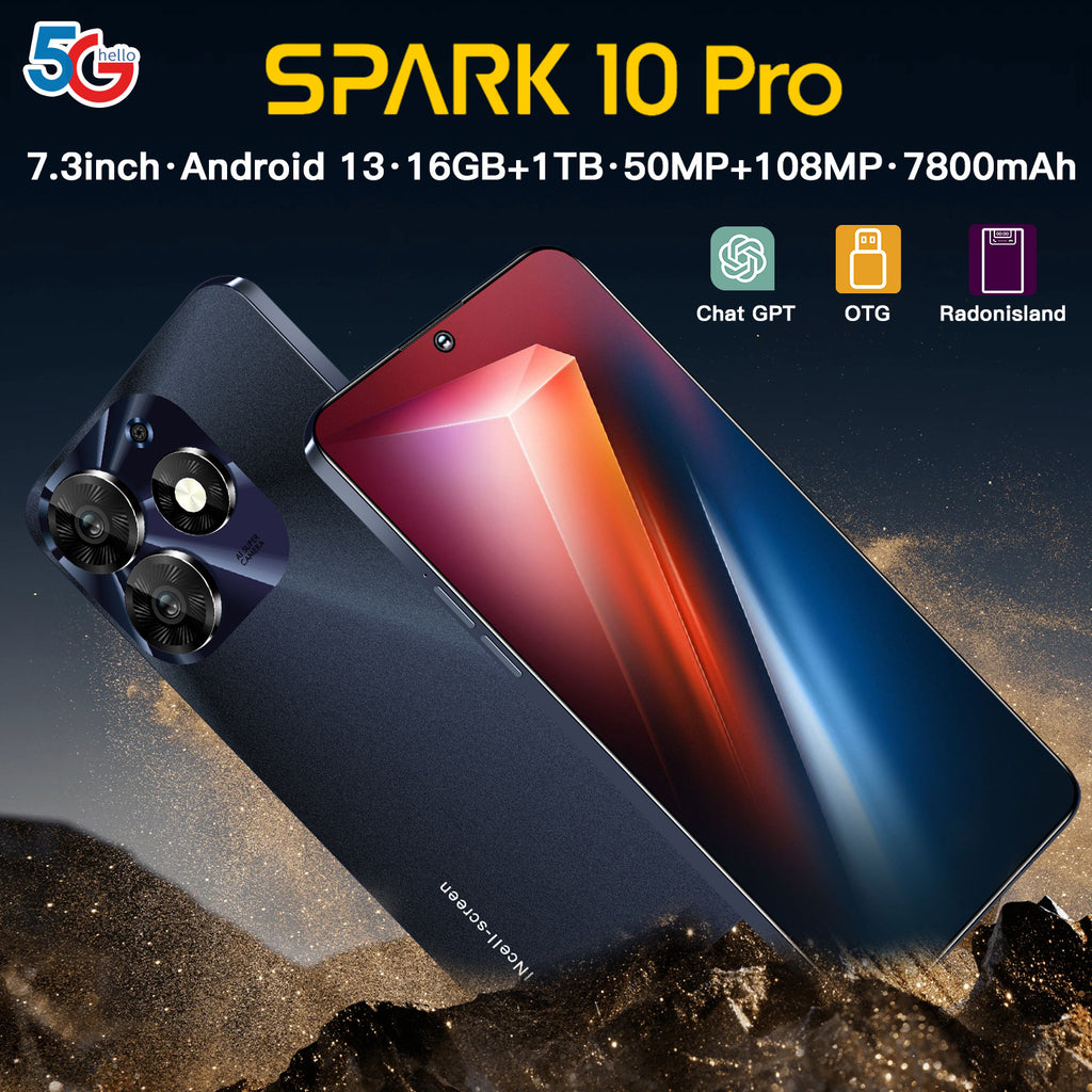 Mobile Phone Spark10 Pro 7.3Inch incell Large Screen16+1T Factory Smartphone(Popular)