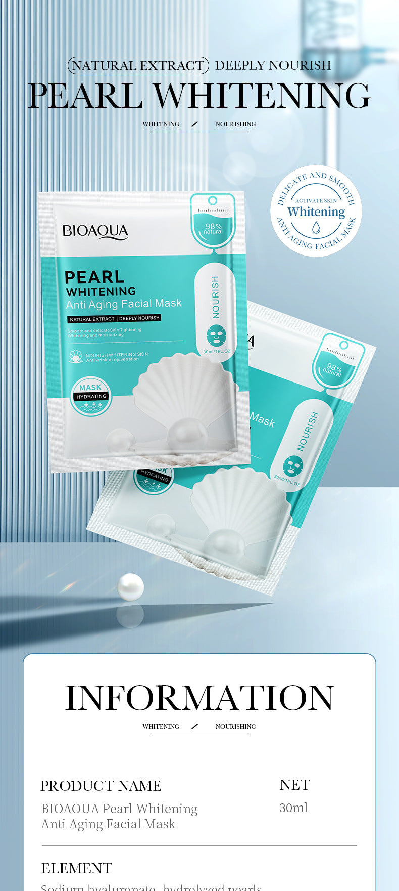 Full English Mask30gBIOAOUA Honey Hydrating Pearl Moisturizing Rose Snail Moisturizing  Foreign Trade Wholesale