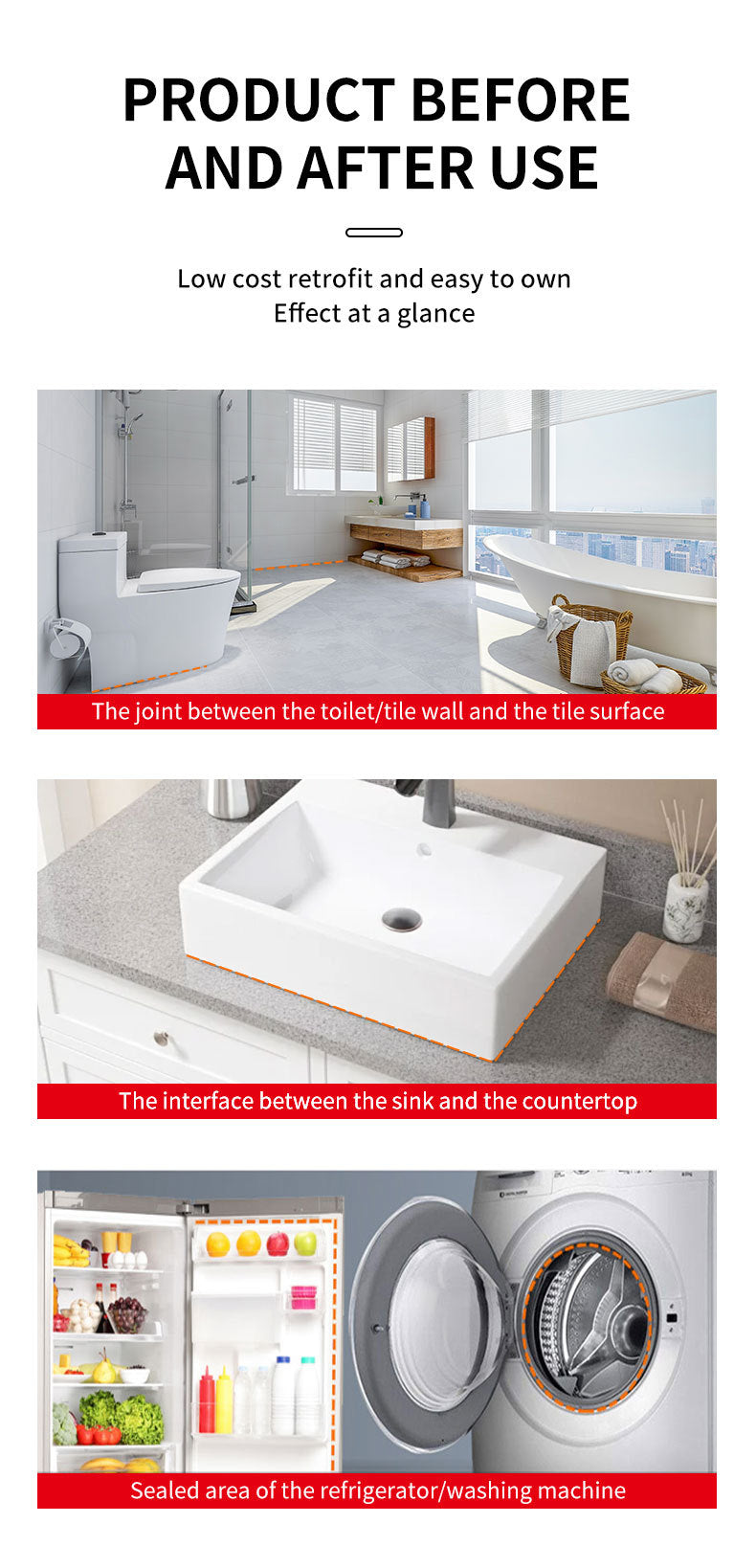 Mildew Removal Gel for Washing Machine Tub, Refrigerator Seal, Sink, Tile Edge Mold Remover Gel
