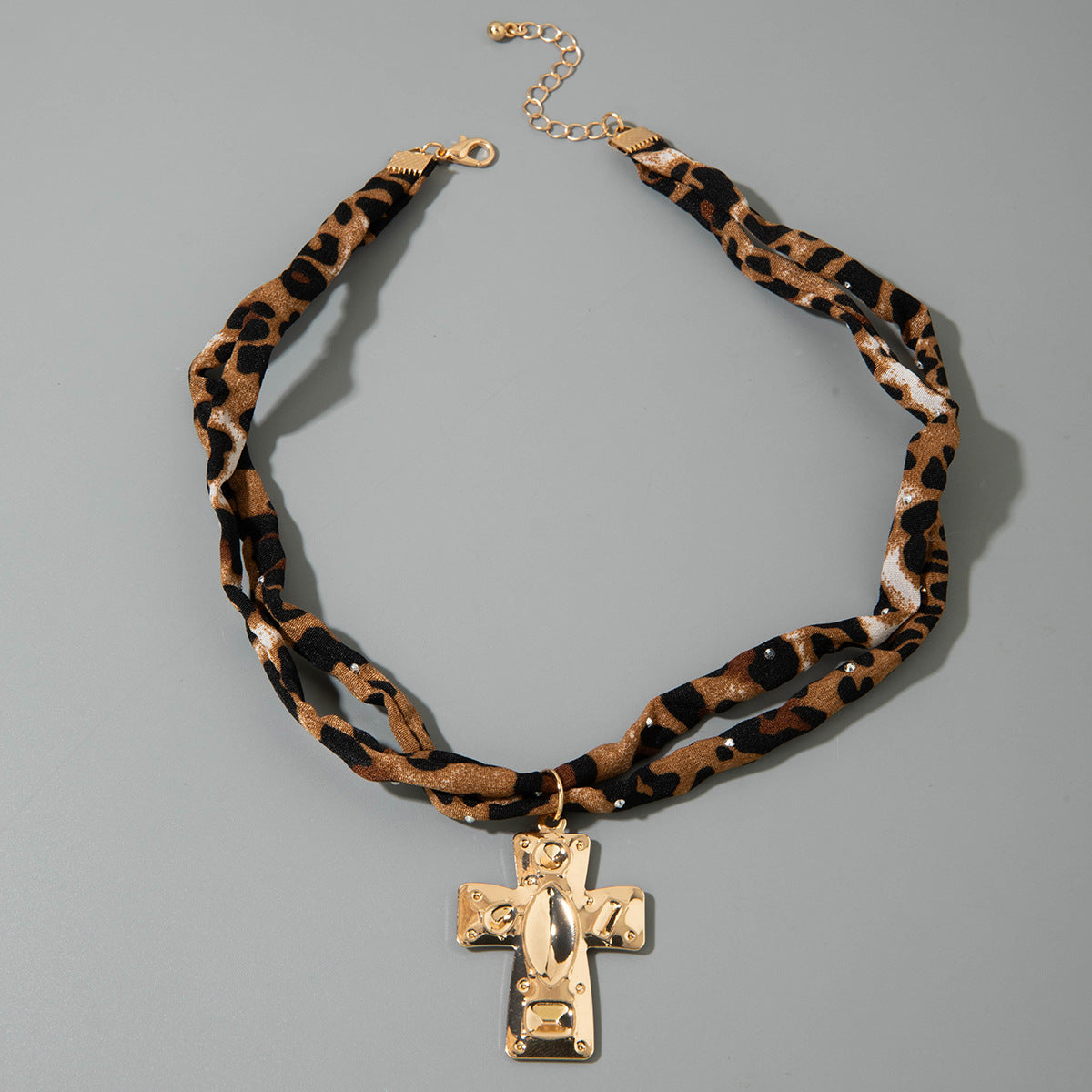 European and American Style Ocean-themed Cross Conch Starfish Pendant Leopard Print Exaggerated Necklace Collarbone Chain Jewelry