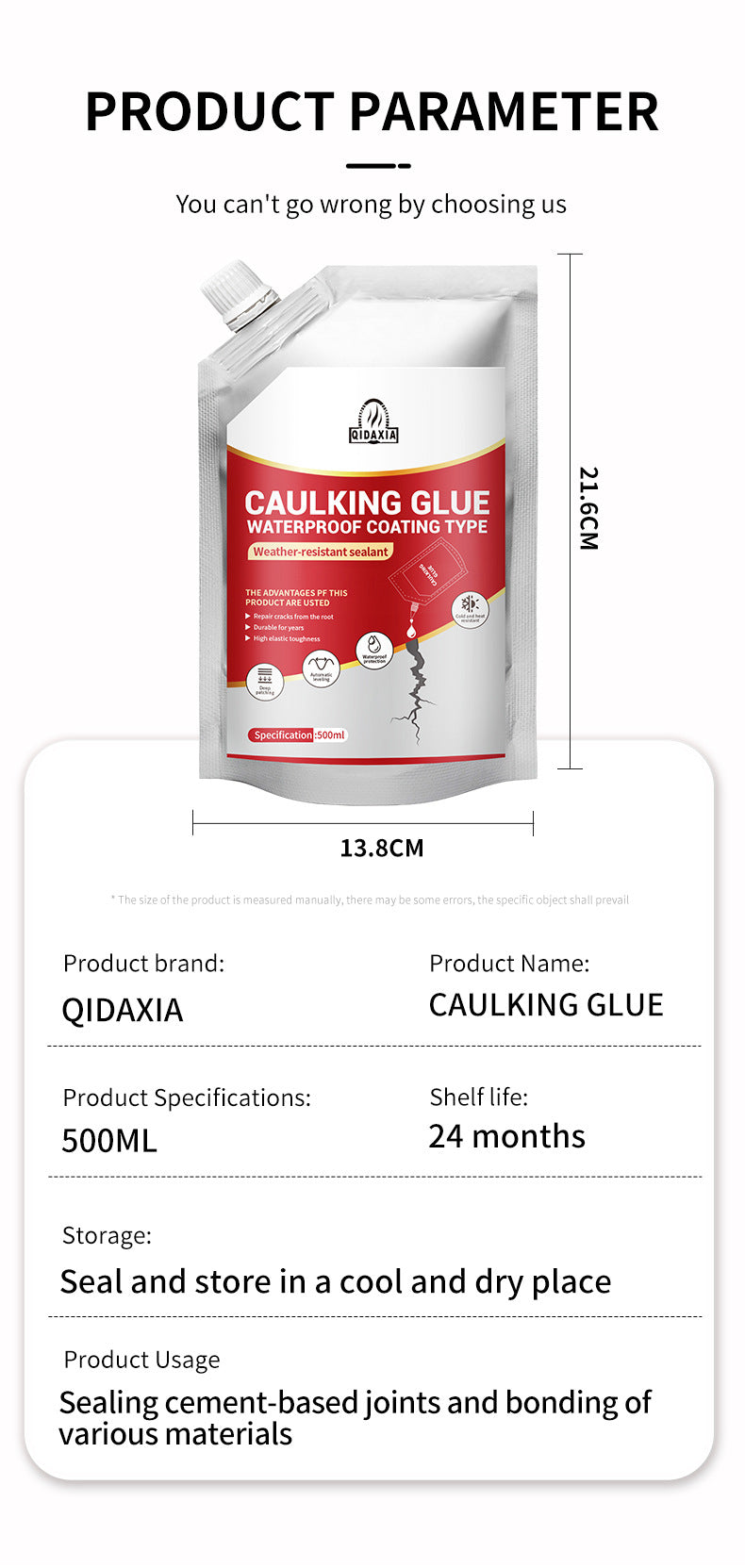 Roof Leak Road Sealer Waterproof Anti-Crack Sealant Ground Crack Wall High Elastic Anti-Crack Grout