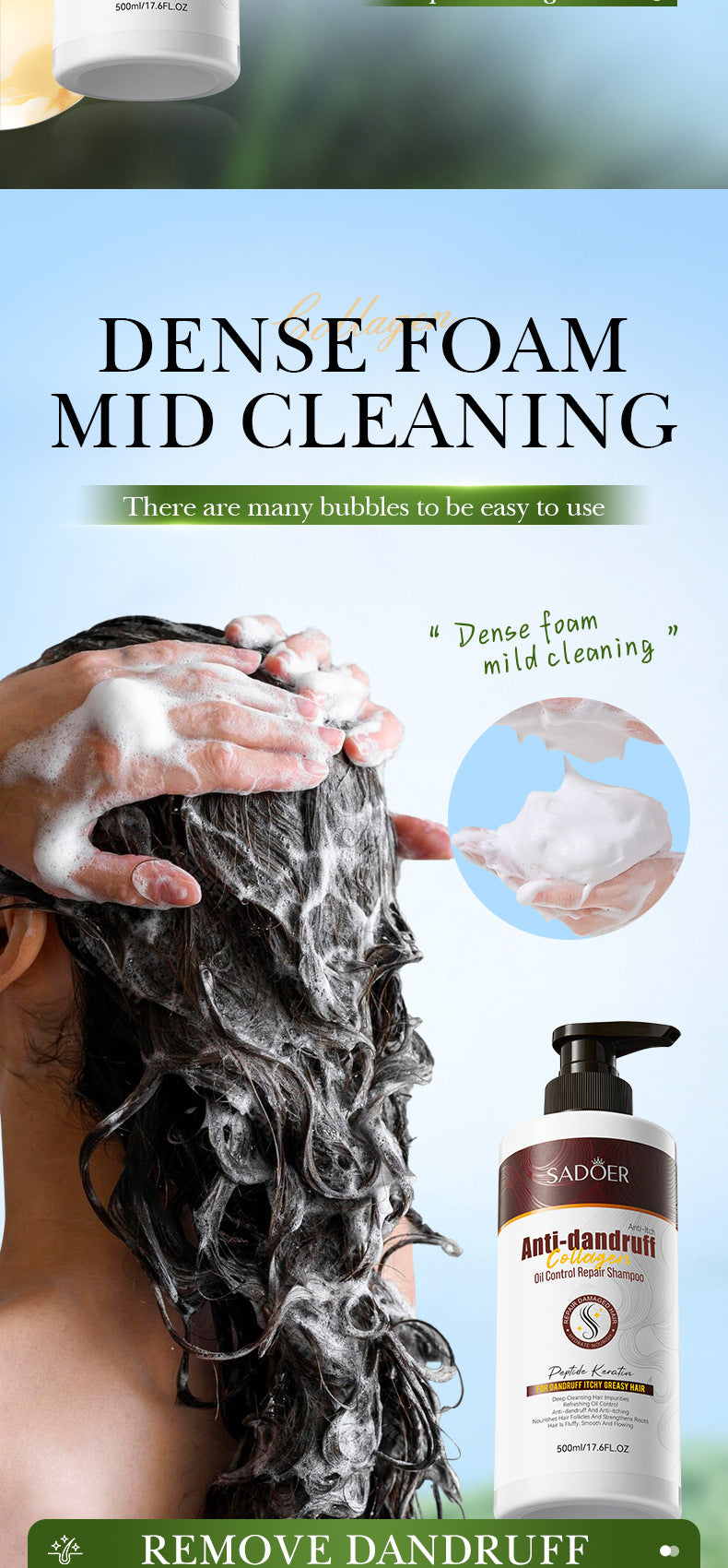 Collagen Anti-Dandruff Oil Control Shampoo SADOER Repair and Clean Shampoo Wholesale