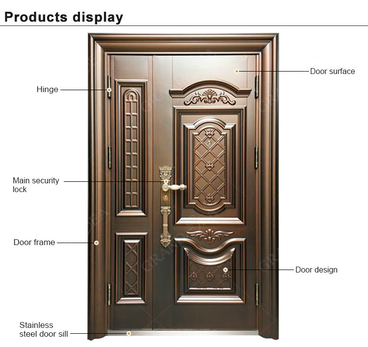 Customized Home Front Exterior Main Entry Steel Security Doors for House