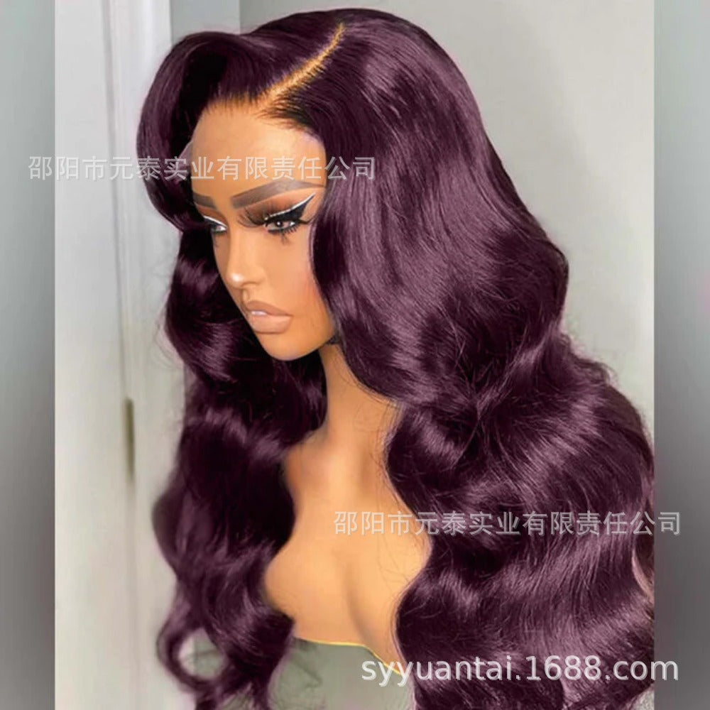 European and American Fashion Mixed Color Big Wave Synthetic Lace Front Wig Long Curly Wig Manufacturer Sale