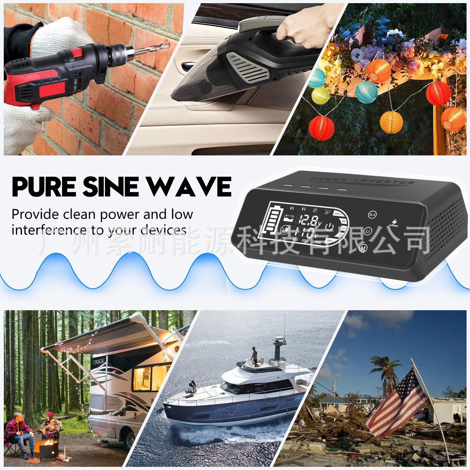 1000W Pure Sine Wave Inverter12V Turn110V Amazon eBay New product with smart touchscreen display