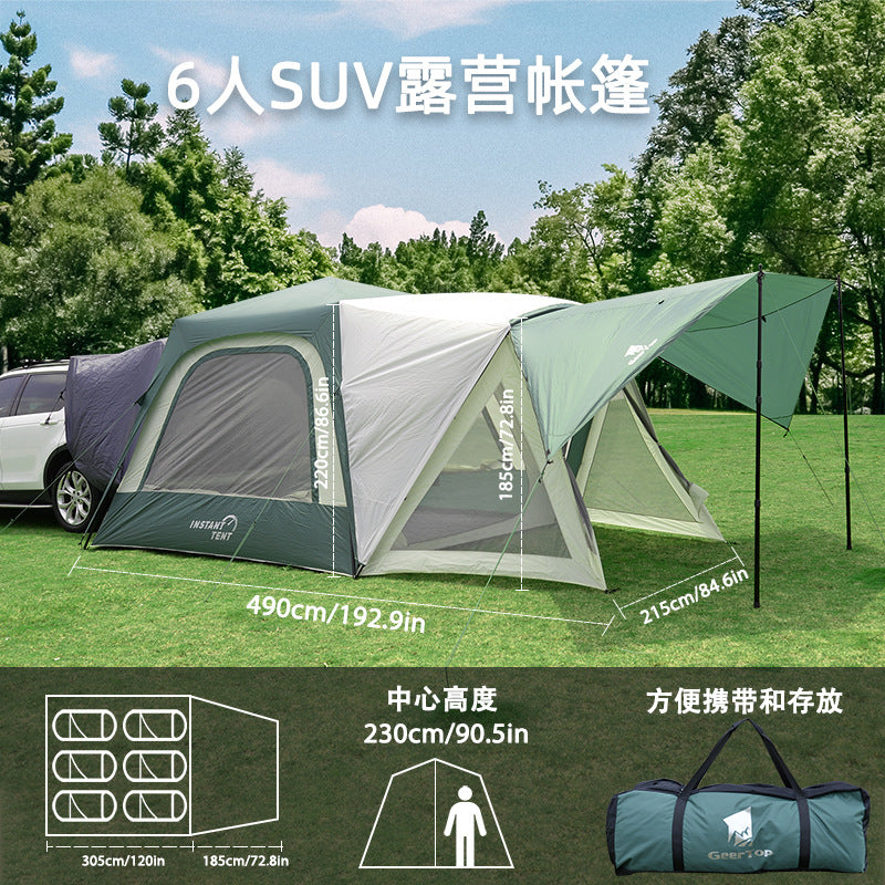 Fully Automatic Tent Outdoor Car Tail Quick Open5-8Rainproof and Sunproof Family Camping Gear, No Setup Needed, Quick Setup
