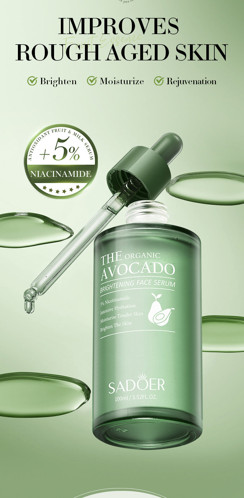 Avocado Niacinamide Brightening Essence SADOER Moisturizing Essence Cross-Border Wholesale