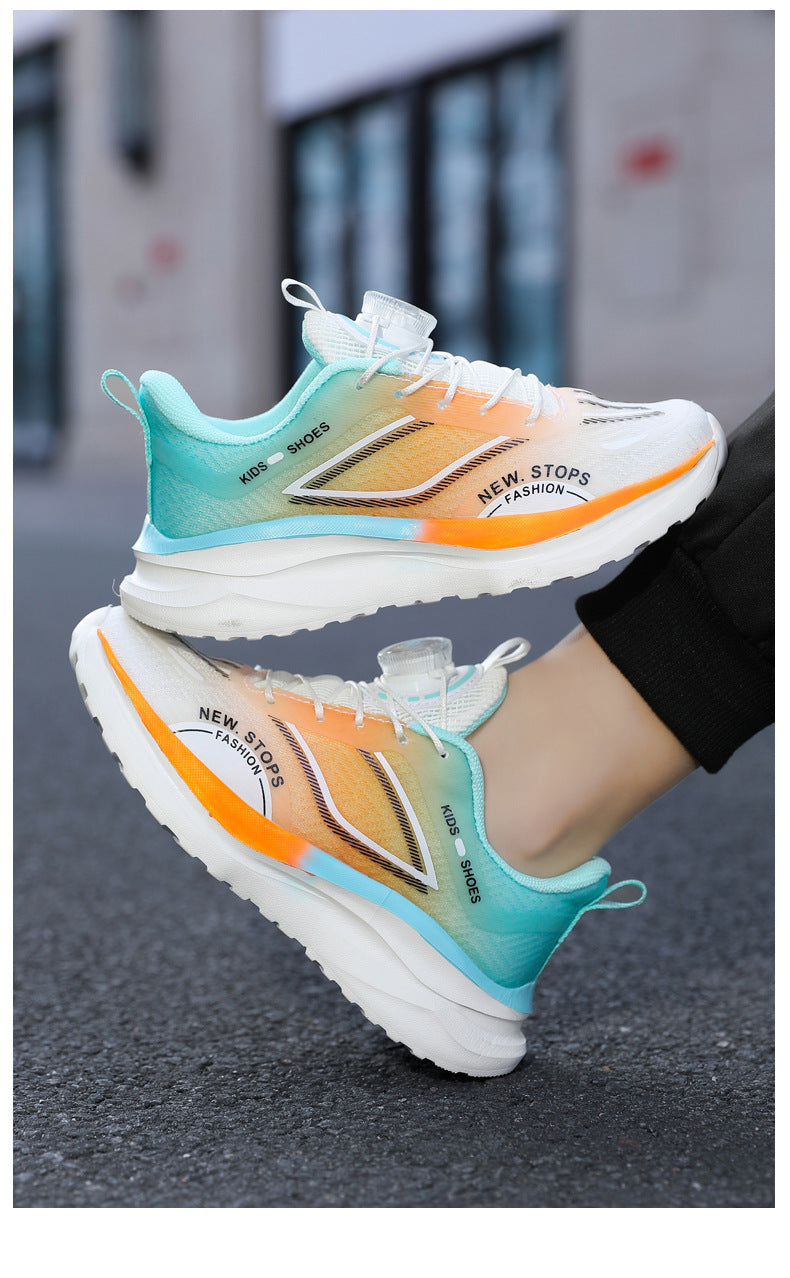 Spring and Summer New Children's Comfortable Breathable Button Running Shoes Fashionable Casual Kids Shoes Non-Slip Wear-Resistant Boys' Sports Shoes