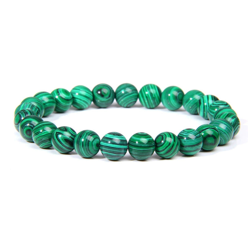 Natural Stone Tiger Eye Spacer Bracelet for Women8mm Beaded Colorful Bracelet Single Loop Elastic Pink Quartz Malachite Bracelet