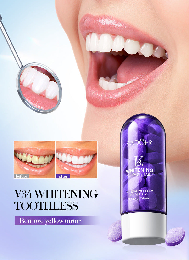 V34Whitening Teeth Strips SADOER Deep Cleaning Teeth Clean Toothpaste Cross-Border Foreign Trade Wholesale