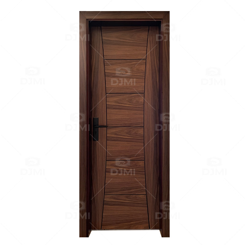 European Luxury Apartment Wooden Room Interior Doors Flush Series Wood Veneer MDF Wooden Door