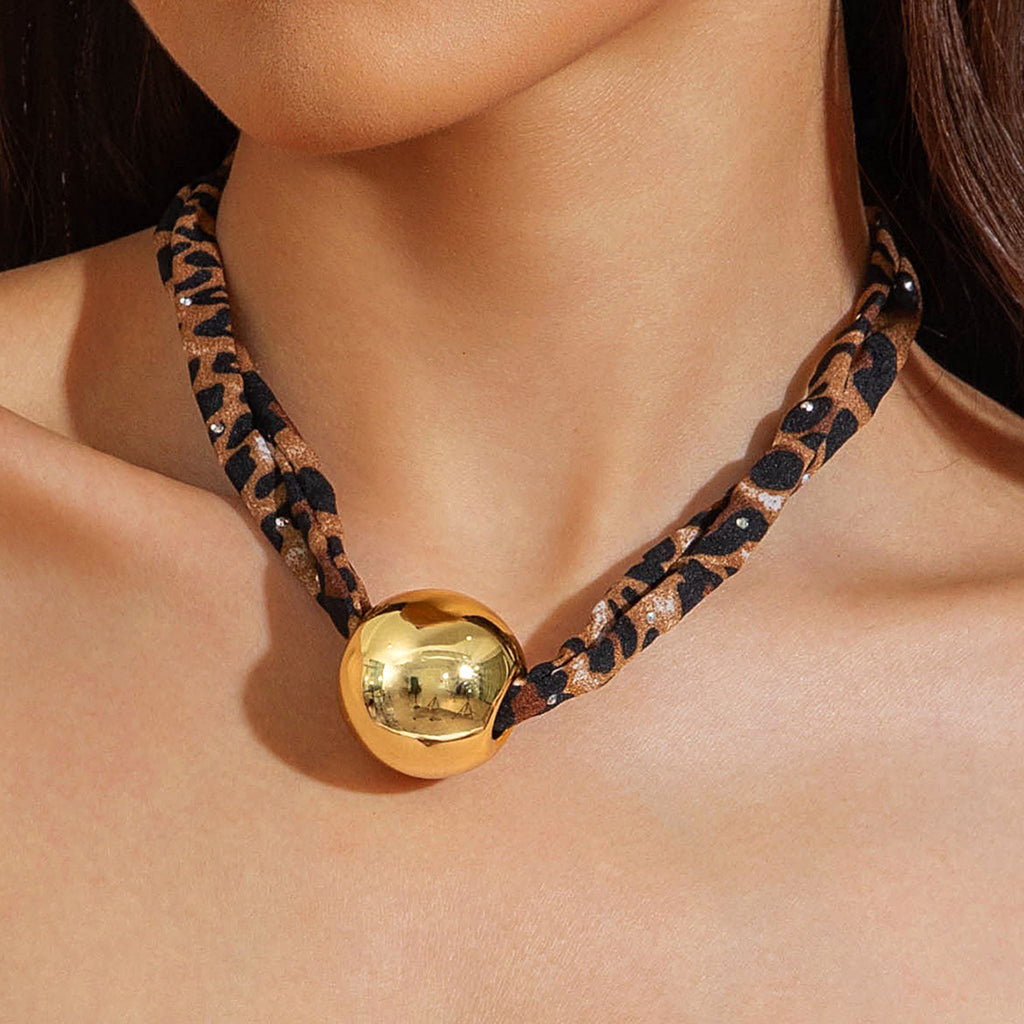 European and American Style Ocean-themed Cross Conch Starfish Pendant Leopard Print Exaggerated Necklace Collarbone Chain Jewelry