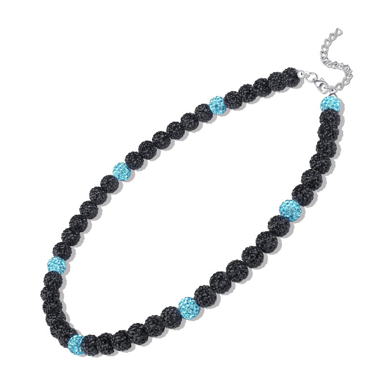 Soft Clay Drill Ball Necklace10mm Red White Blue Full Diamond Necklace Baseball Team Hip Hop Cool Shamballa Necklace