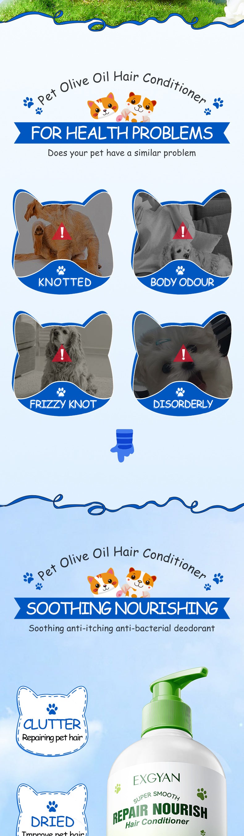 Pet Olive Conditioner EXGYAN Moisturizing and Beautifying Hair Conditioner for Cats and Dogs Cross-Border Wholesale