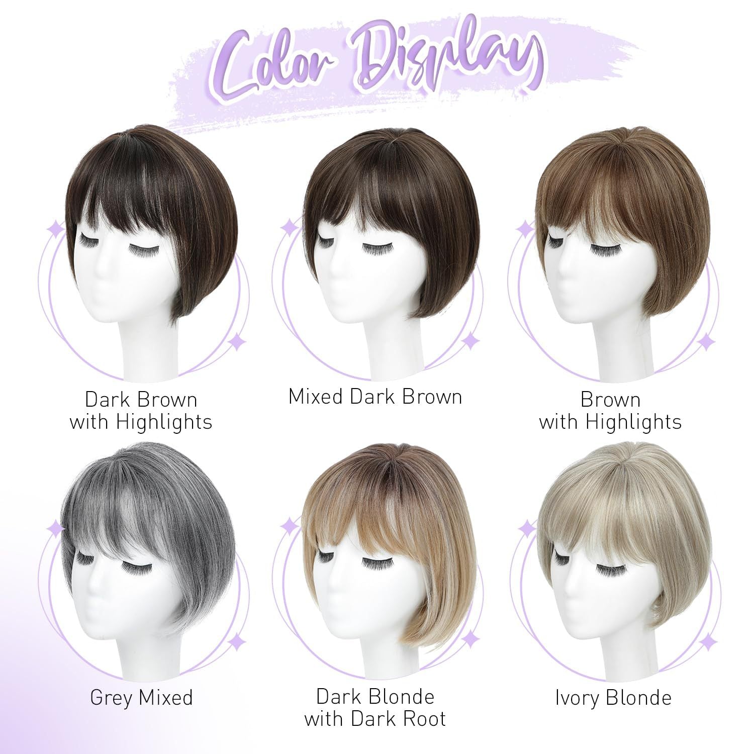 Women's Hair Topper Hairpiece bobo Head Export Cross-Border European and American Synthetic Hair Bangs Hairpiece