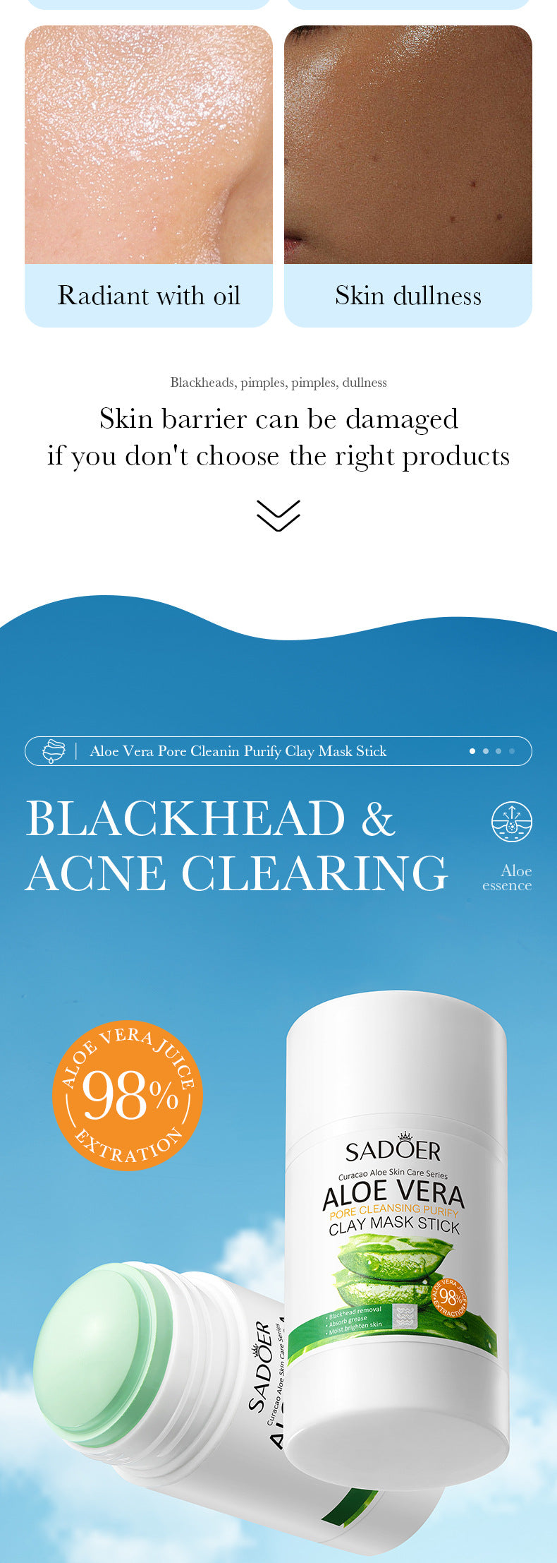 Full English Solid Face Mask40g SADOER Vitamin C Aloe Vera Mugwort Cleansing Mud Mask  Wholesale