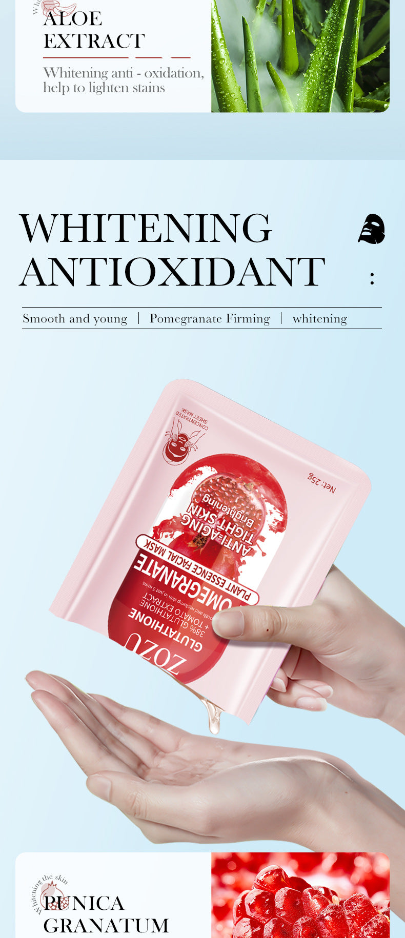 Cross-border Plant Face Mask25g ZOZU Hydrating and Moisturizing Red Pomegranate Nourishing Export Manufacturer Wholesale