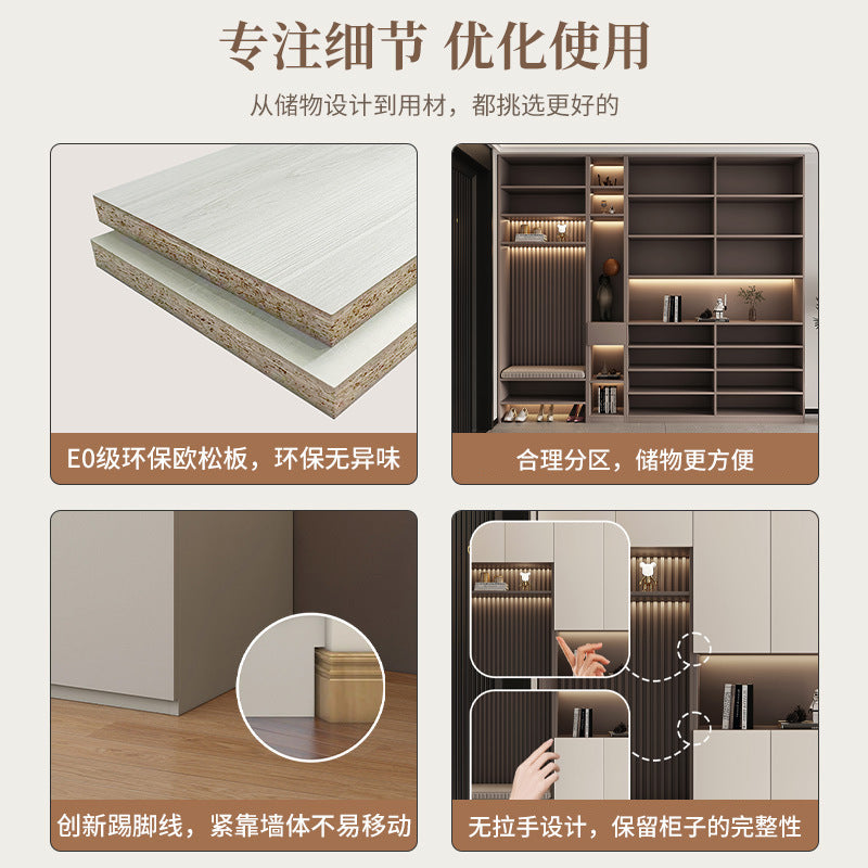 Solid Wood Entryway Shoe Cabinet Home Integrated Cabinet Top-to-Top Cream Style Simple Integrated Partition Large Capacity Doorway Shoe Cabinet