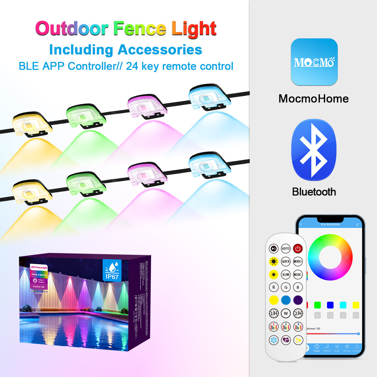 RGBCW Iridescent Fence Light Bluetooth Version Fence Light Wall Washer Fence Light Garden Light Waterproof Decorative Light