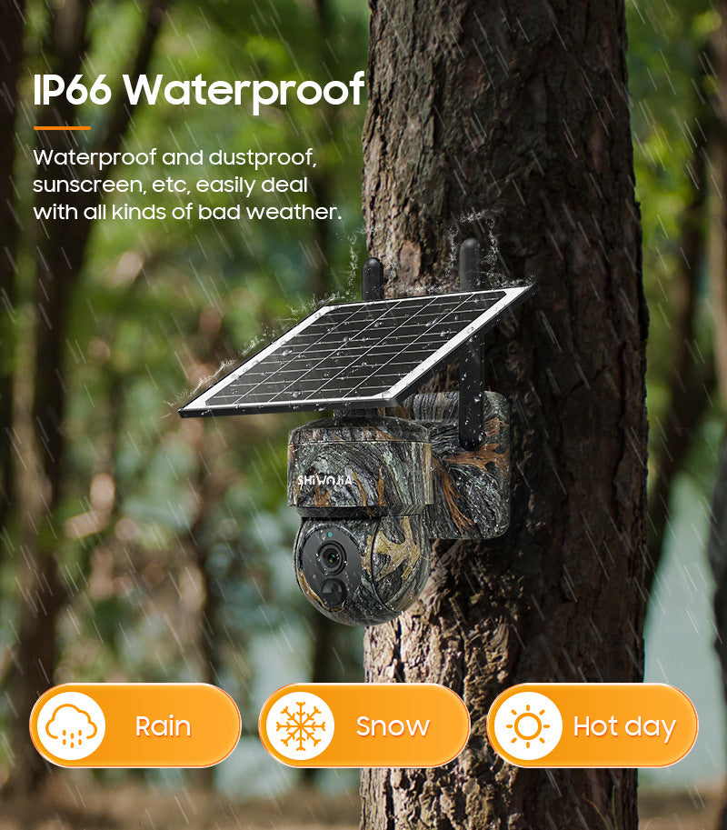 Outdoor Maple Leaf Camouflage Solar Camera4MP Low Power Consumption4G High Definition Forest Remote Early Warning Monitoring
