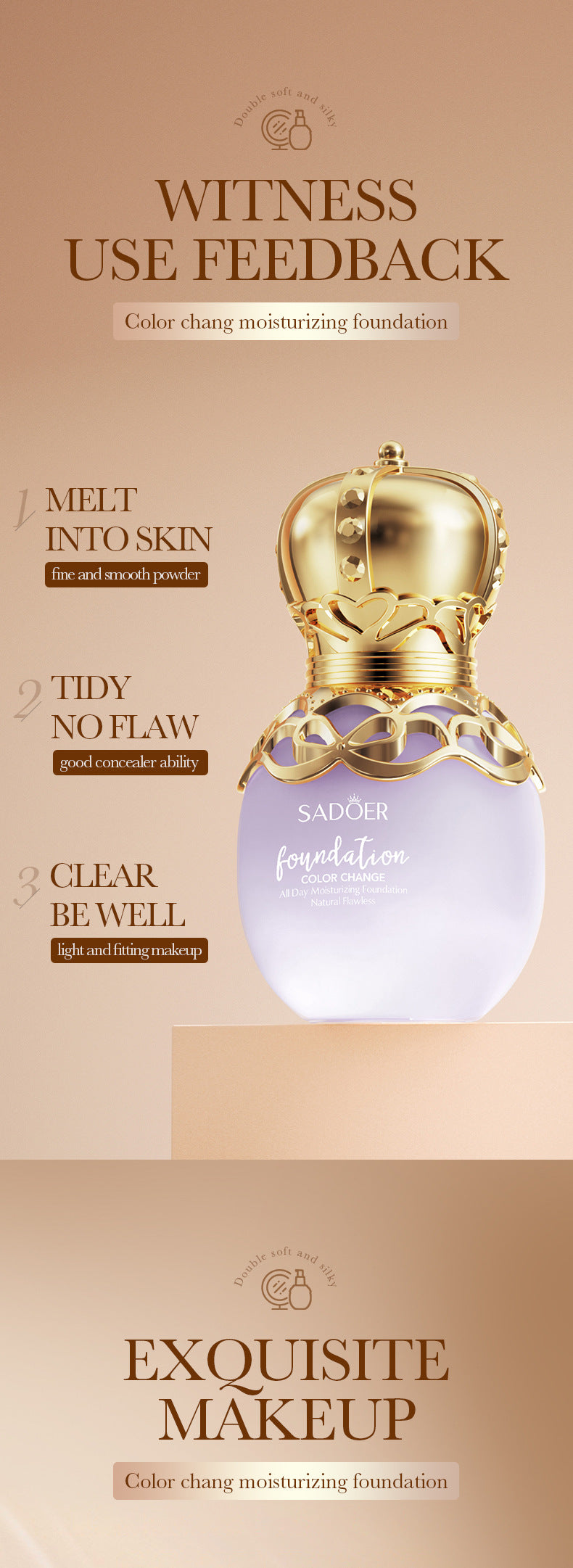 Makeup SADOER Concealer foundation with temperature-changing skin tone that doesn't easily come off BB Wholesale Cross-Border Foreign Trade Frost