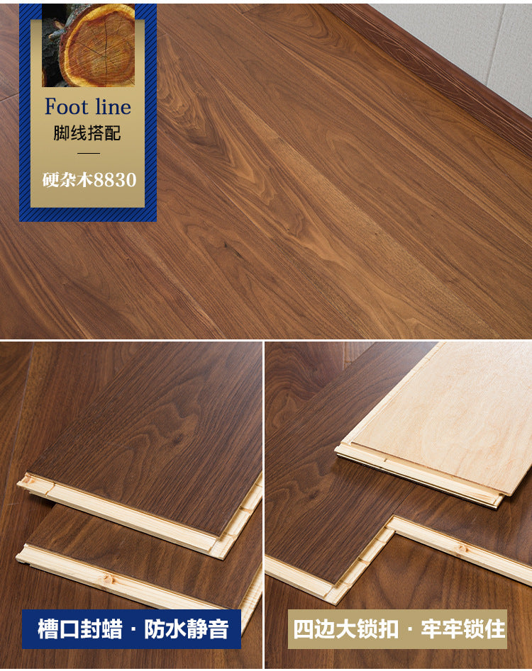 Door-to-Door Installation Old Three-Layer Large Board Pure Three-Layer Solid Wood Floor Oak Log3.0-4.0mm Underfloor Heating