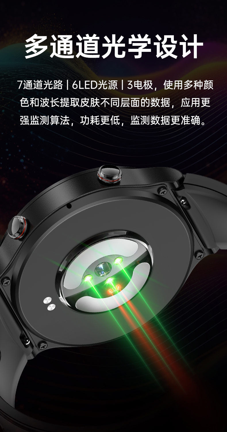 g08One-click Micro Health Check Smart Watch nfc Access Control Leather Electric Test Blood Sugar Uric Acid Detection Smart Watch Wholesale