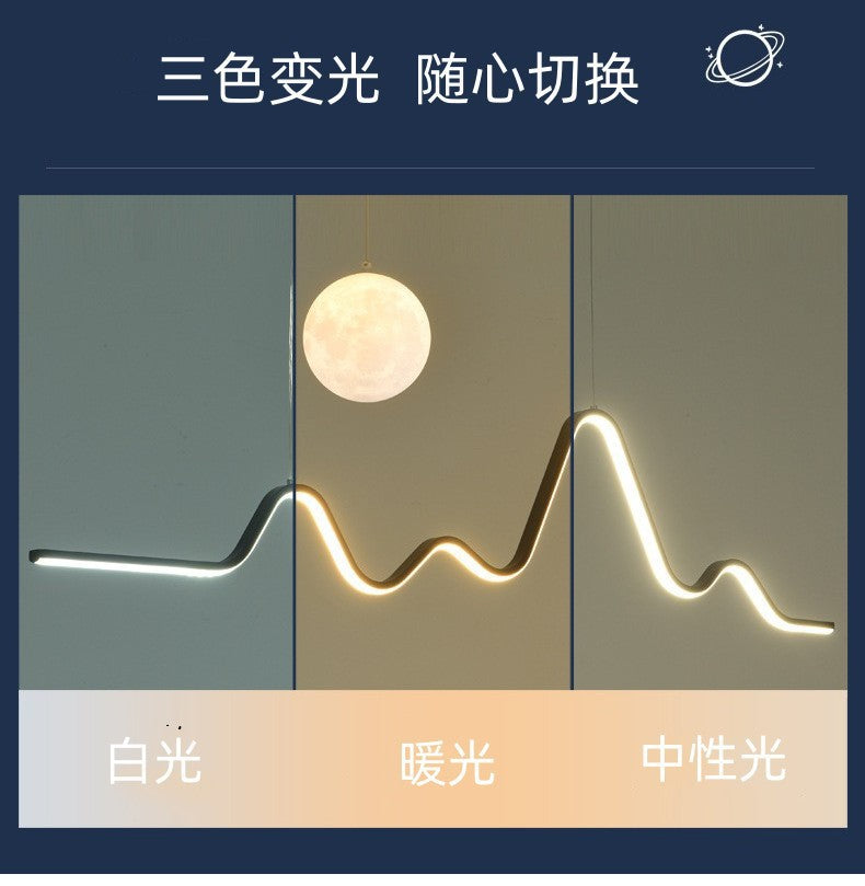 Restaurant Pendant Light Luxury Dining Room Table Bar Counter Lighting Modern Minimalist Moon Lamp Minimalist Long Strip Restaurant Light