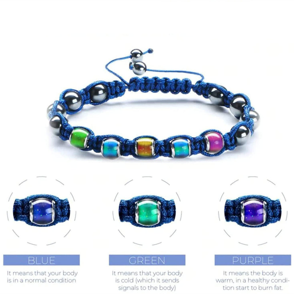 Hot Selling Braided Bracelet Black Magnet Black Gallstone moodbead Beaded Thermochromic Bead Braided Bracelet