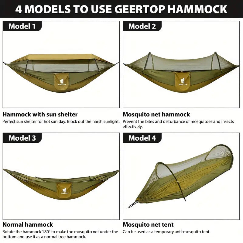 Outdoor Hammock Travel Gear Anti-Rollover Nylon Swing Mosquito Net Hammock Camping Sunshade