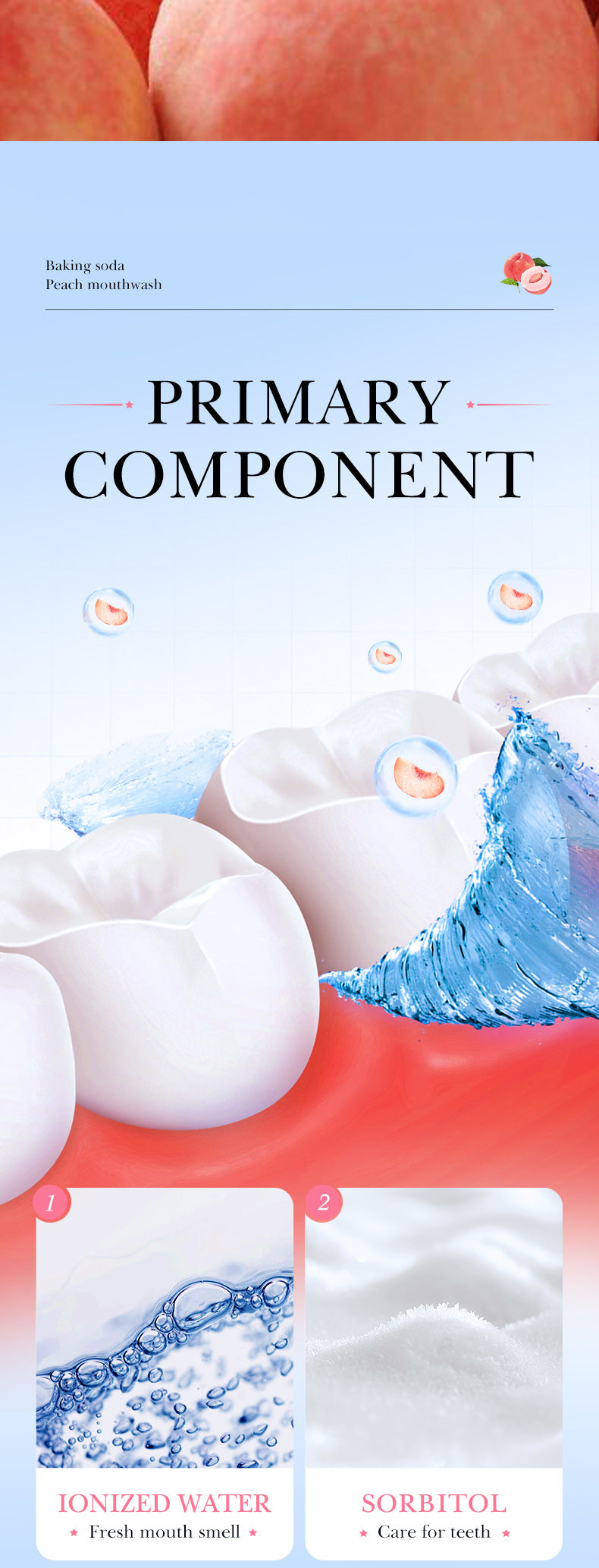 Fruit Mouthwash SADOER Fresh Orange Baking Soda Tooth Stain Remover Mouthwash Bottle Cross-Border Wholesale