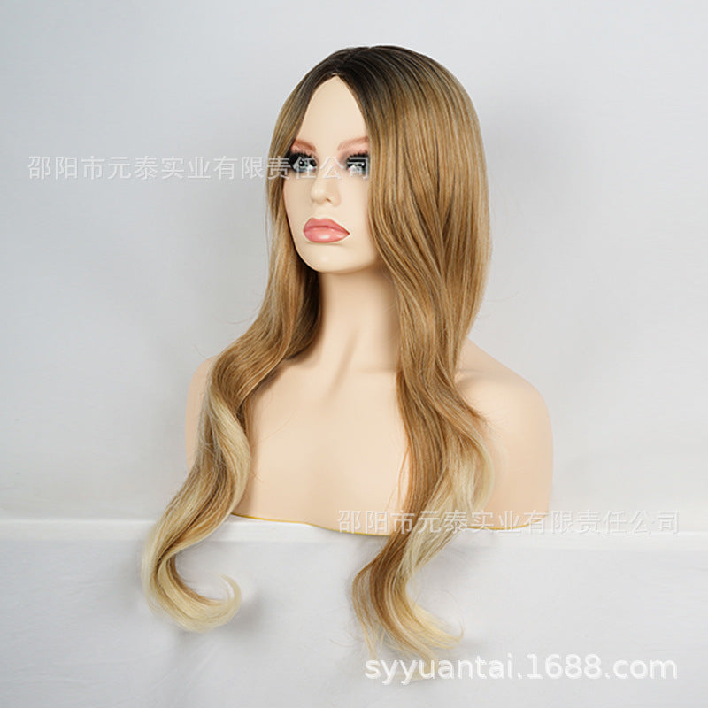 Long Curly Wig Afro Wig Synthetic Hair Medium Length Middle Part Dyed European Wig for Women wigs Fluffy Side Bangs