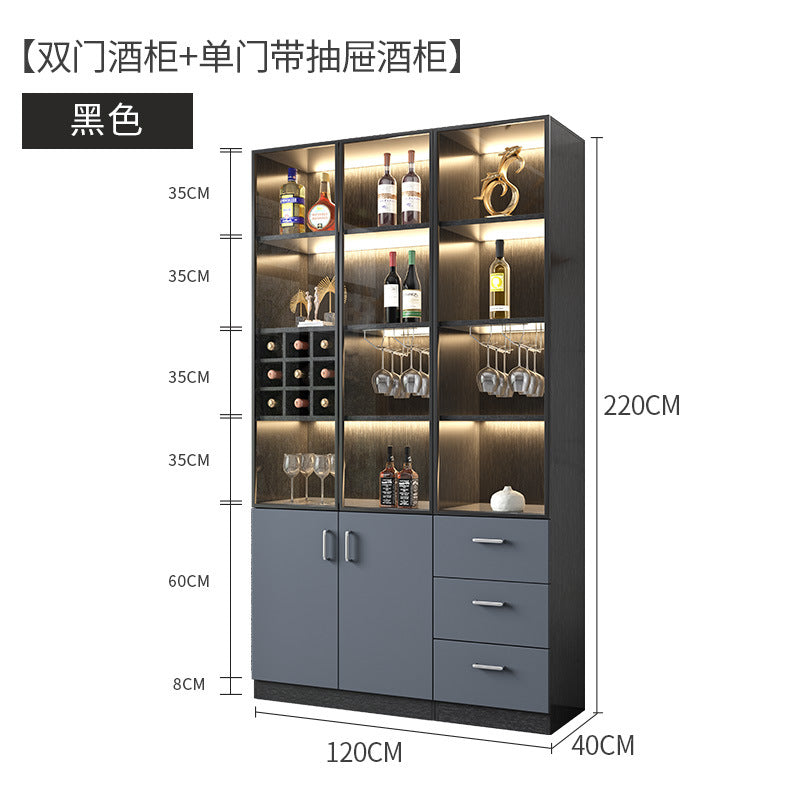 Apartment Wall-Mounted Sideboard Double-Door Wine Rack Storage Cabinet for Hotel Projects and Home Use LED Wine Cabinet