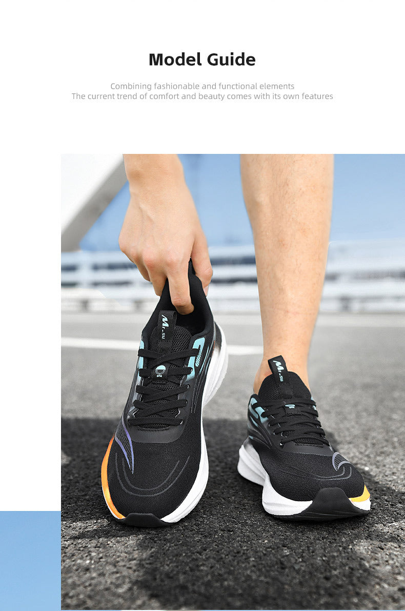 Summer Casual Men's Shoes Mesh Breathable Popcorn High Elastic Sports Shoes Men and Women Couple Shoes Sports Student Running Shoes