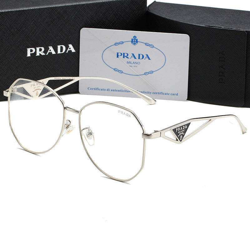 PR Home gold Triangle Logo Glasses Frame Women Irregular Large Frame Natural Trendy Glasses Unisex Sunglasses57Couple